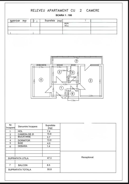 Apartament 2 camere decomandat, zona centrală, Slatina