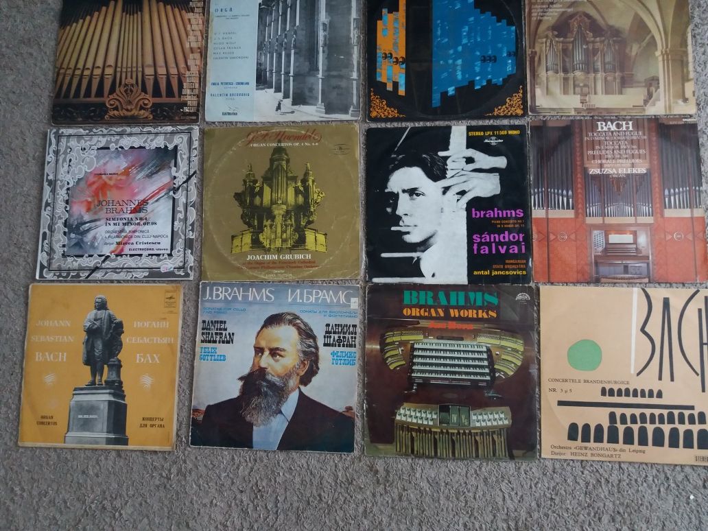 12 Disc vinil Orga Brahms Bach muzica clasica pickup Electrecord