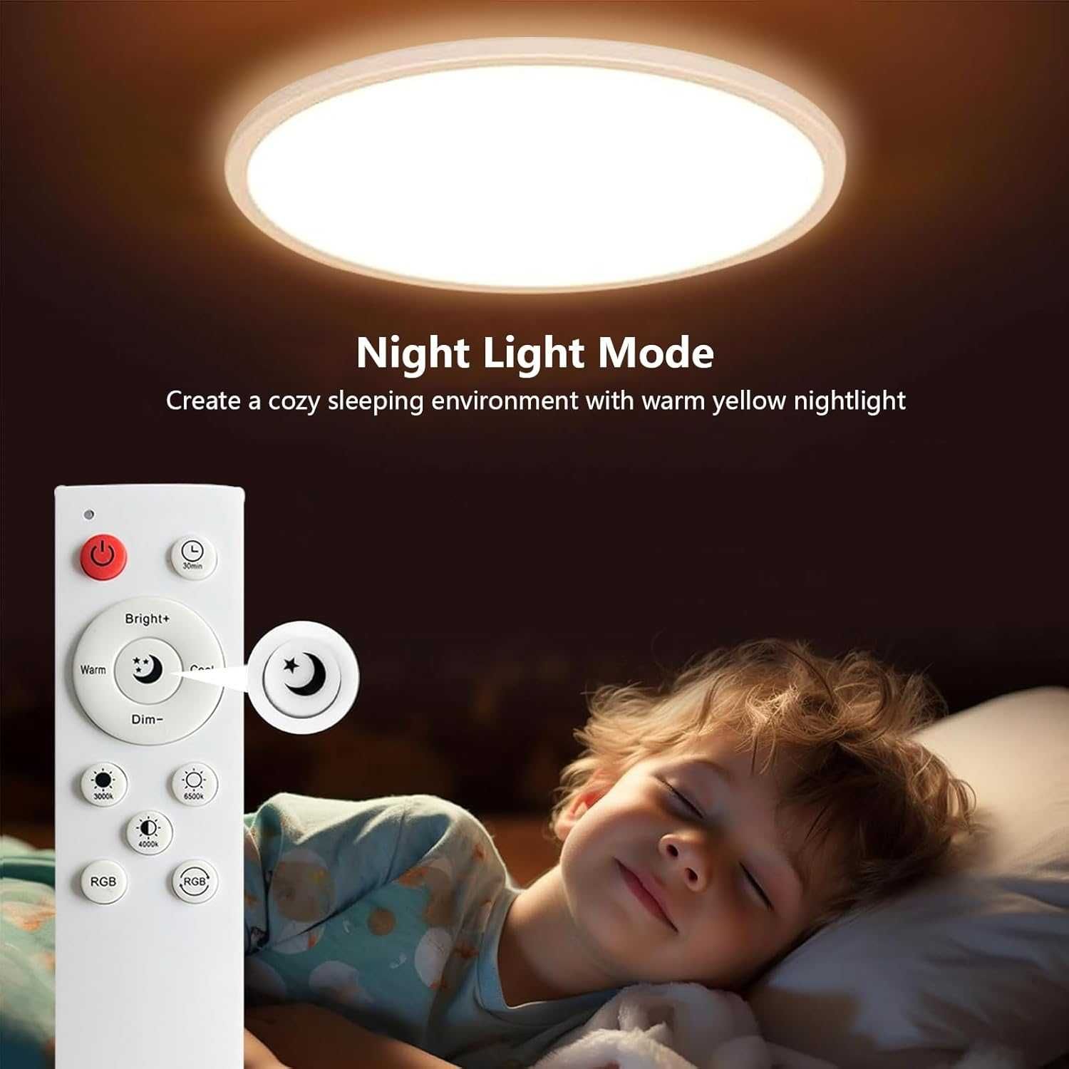 НОВА! Смарт LED таванна лампа 30W с дистанционно, RGB