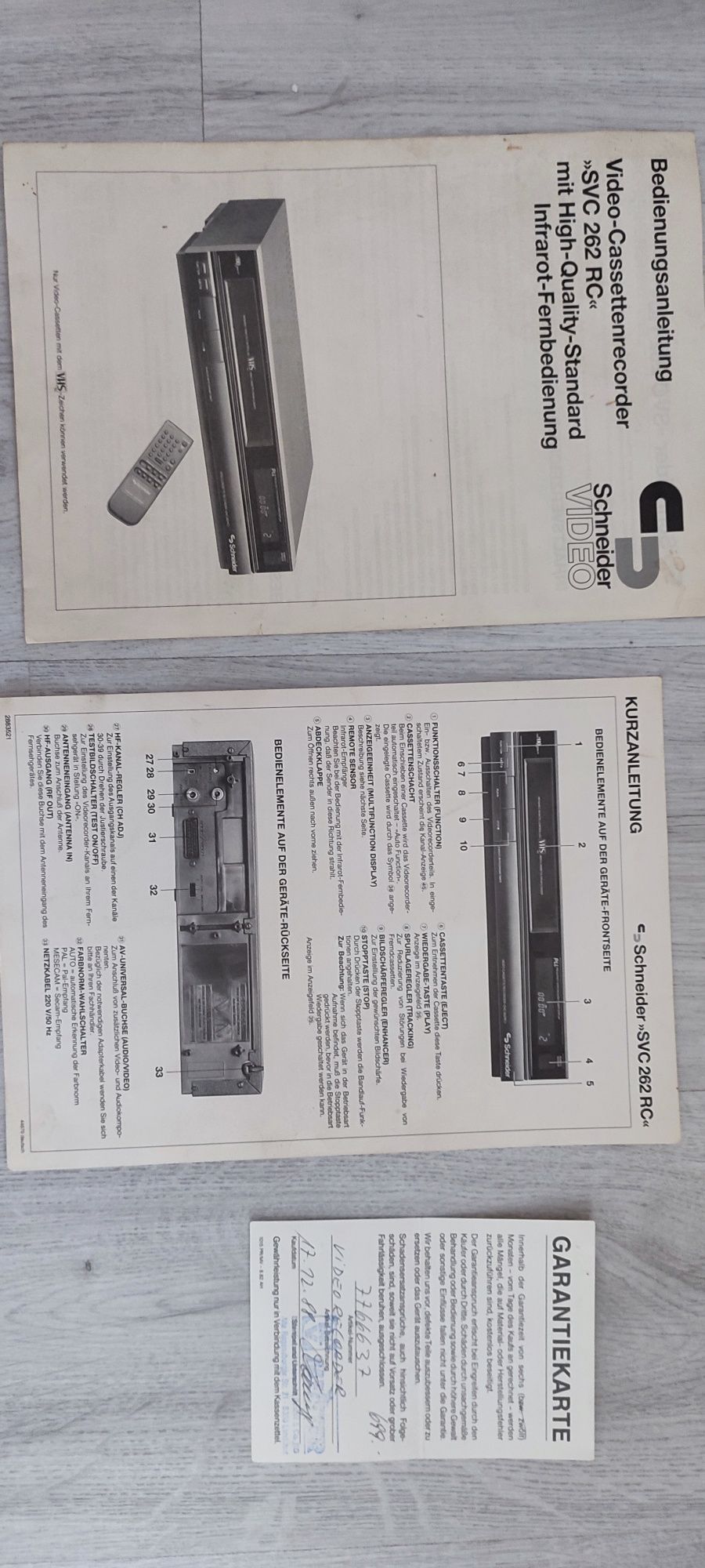 Video player Vhs Schneider svc  262