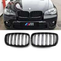 Set 2 grile duble M negru lucios BMW X5 E70 sau X6 E71 an 2007-2014