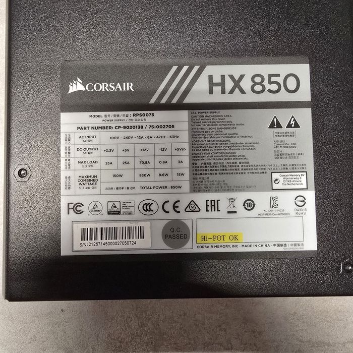 Sursa CORSAIR HX850, 850W, full-modulara, 80 PLUS Platinum