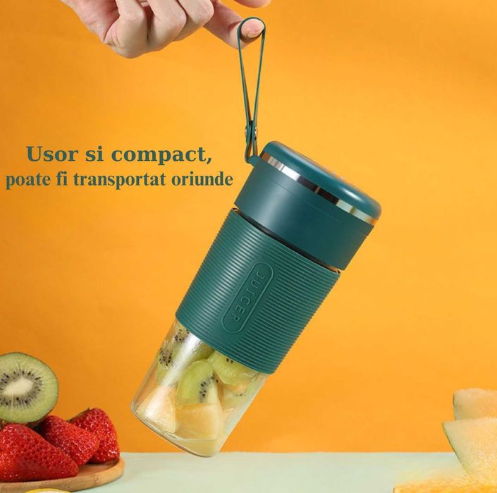 Mini Blender Electric, Incarcare USB, Compact, 6 Lame 3D, 18.000 RMP