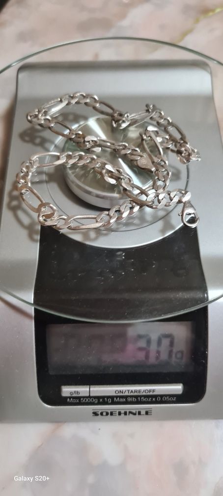 Ланец,масивен, 30гр., 46см,сребро проба 925,
