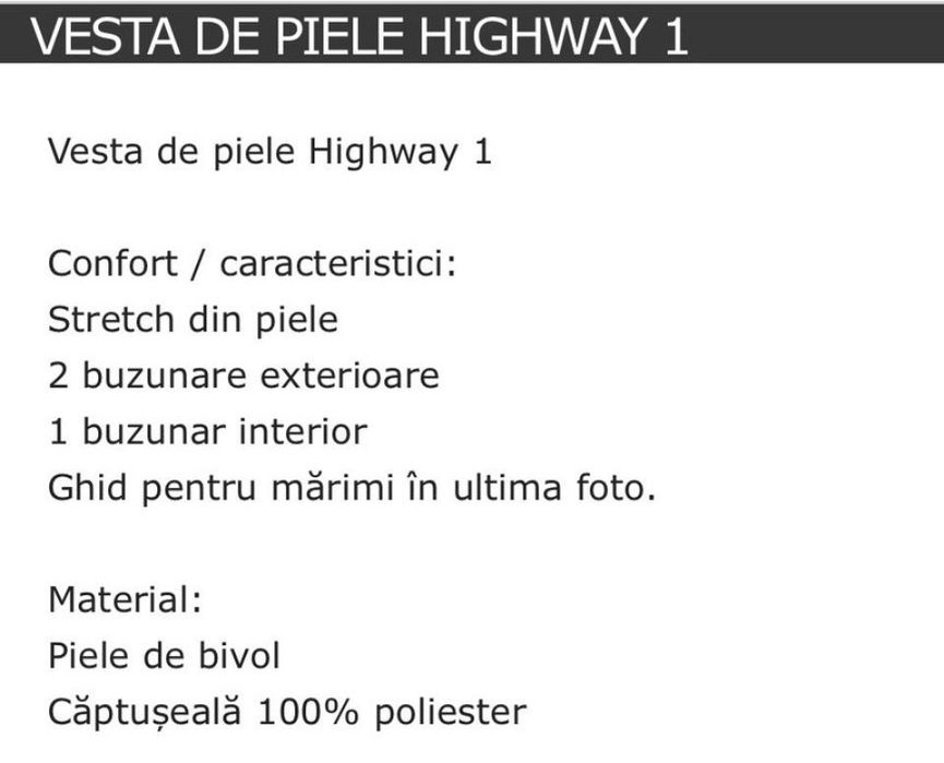 Vestă piele Highway 1…..cu etichetă…
