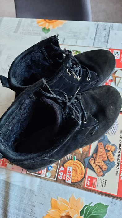 Черни дамски боти от набил -37 номер