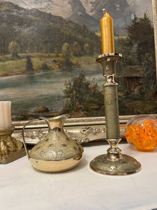 DN220 Set 2 obiecte frumoase de bronz cloisonne stelute 700g 10si20cmh