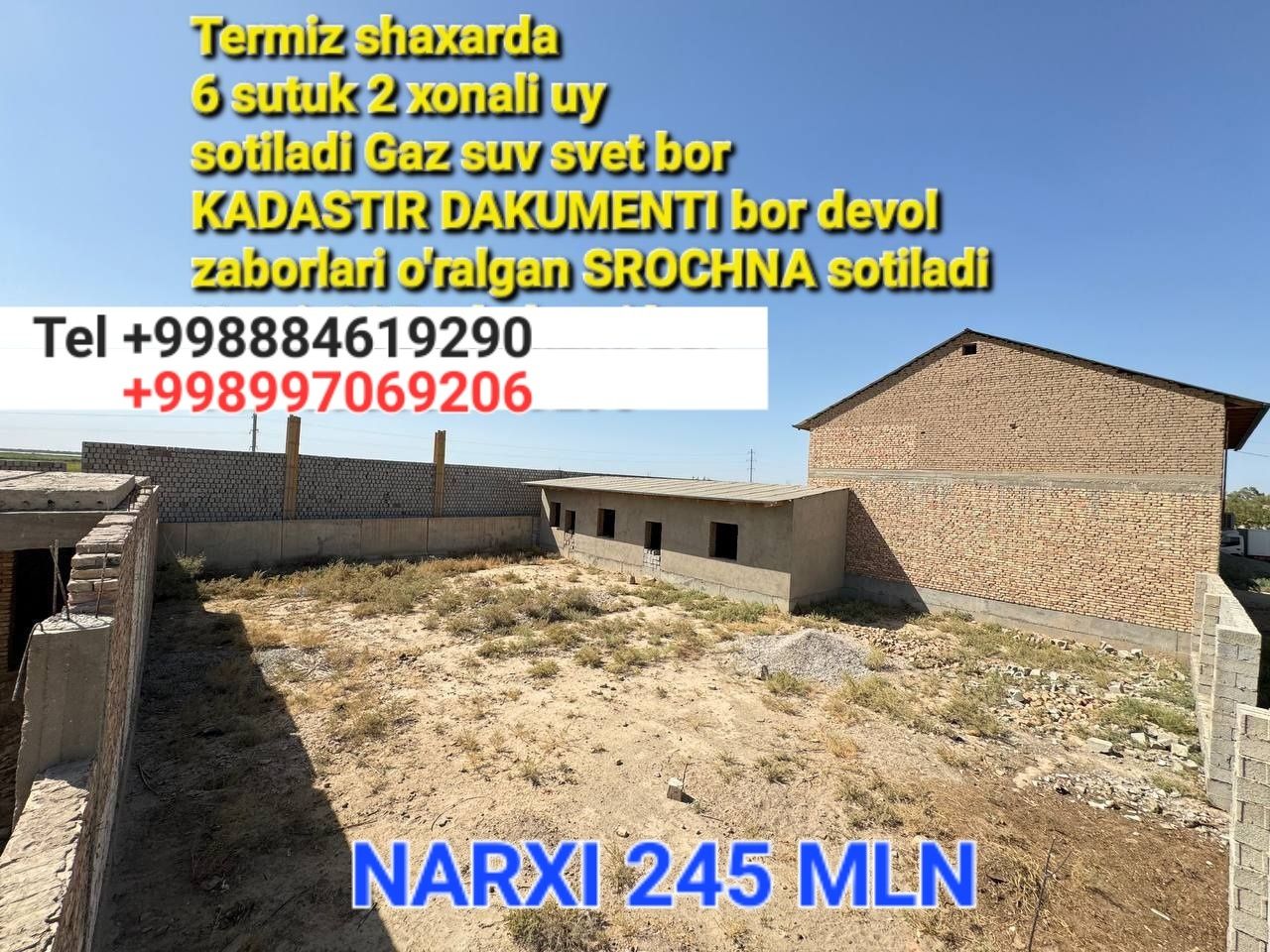 Termiz  Sentr kamazda xam uy yerlar xam bor tayor uylar bor Dom