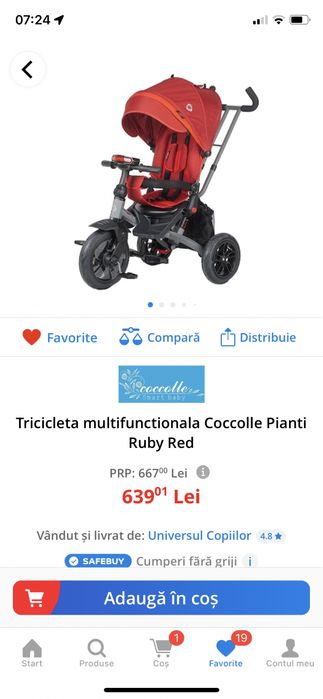Vand tricicleta Coccolle Pianti