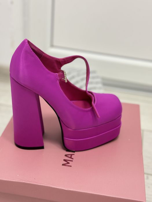 Pantofi platforma si toc fucsia