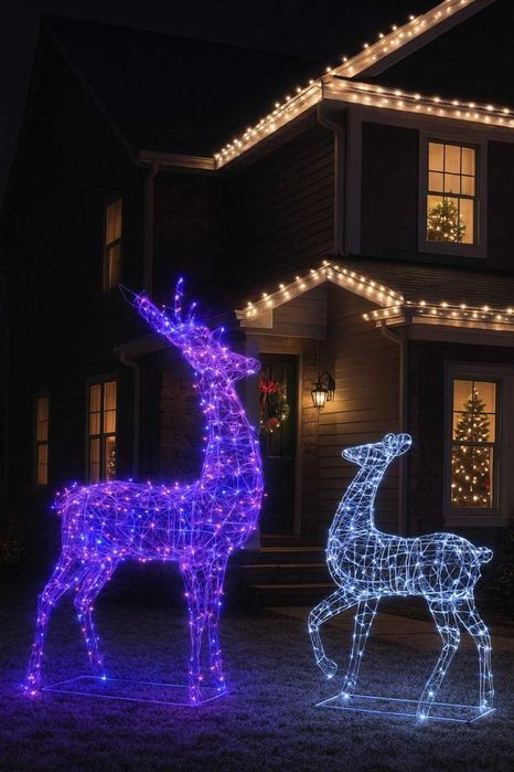 новогодние металлические LED-фигуры для дома и витрин