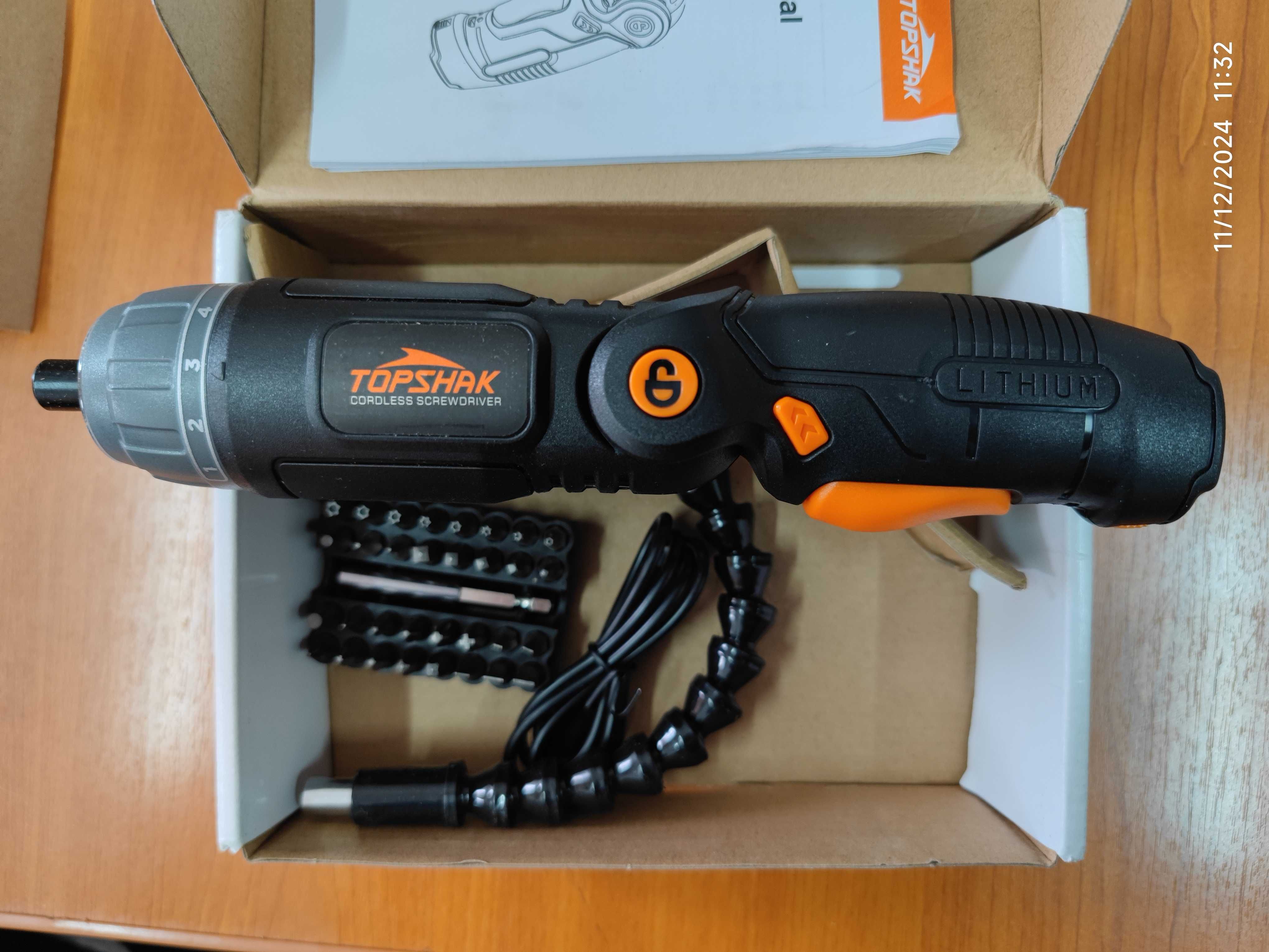 Surubelnita cu acumulator, 6 trepte putere, 32 biti+extensie flexibila