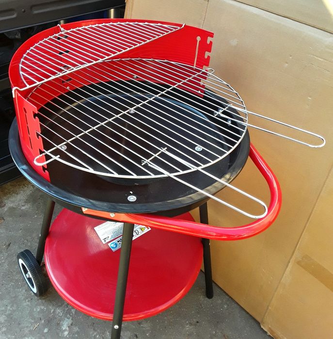 GRĂTAR rotund⊙ 83 Cm din tabla emailată cu roți NOU + Perie - 130 Lei