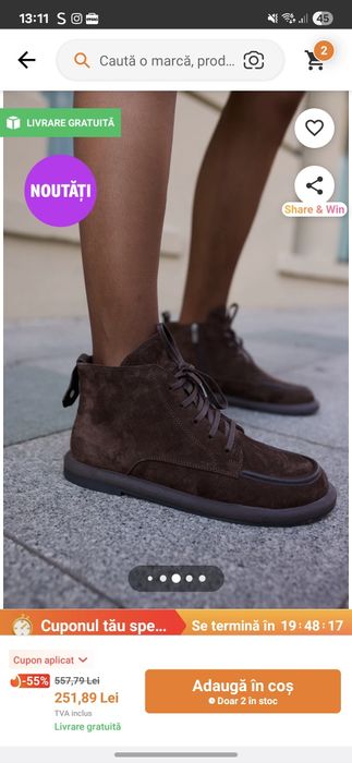 Ghete din piele naturala, întoarsă