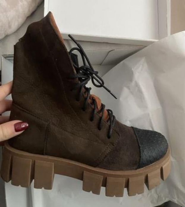 Боти естествен велур Galdini кафяви