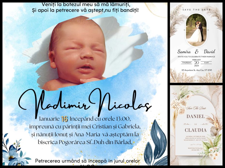 Creez invitatii botez, nunta
