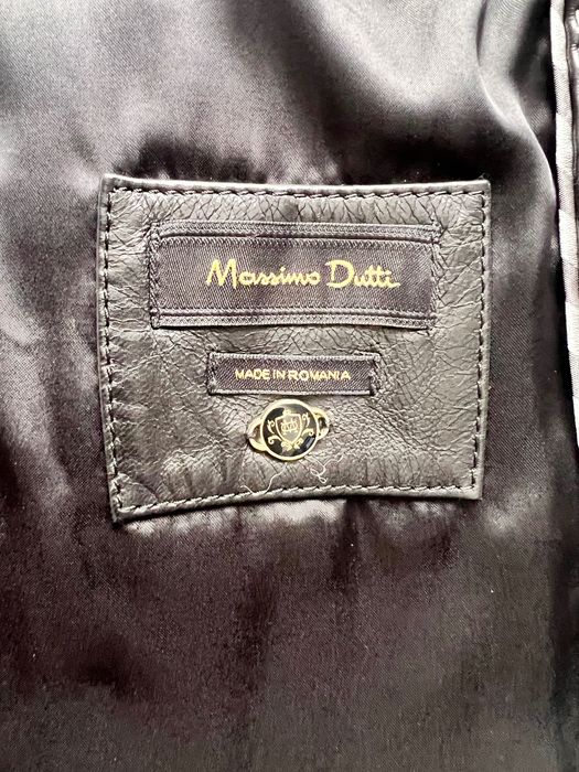 geaca piele Massimo Dutti cu guler de blana naturala