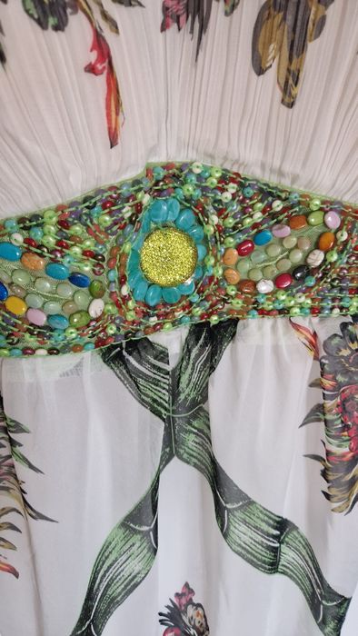 Rochie din voal cu bretele ajustabile si brau din pietre