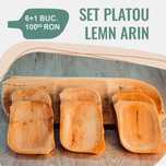 Set platou lemn arin (1 buc platou +6 buc farfurii din lemn)