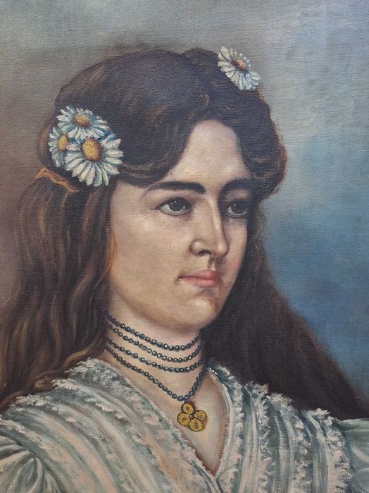 tablou vechi pictura pe panza 78/49 cm semnat C Scortea datat 1908