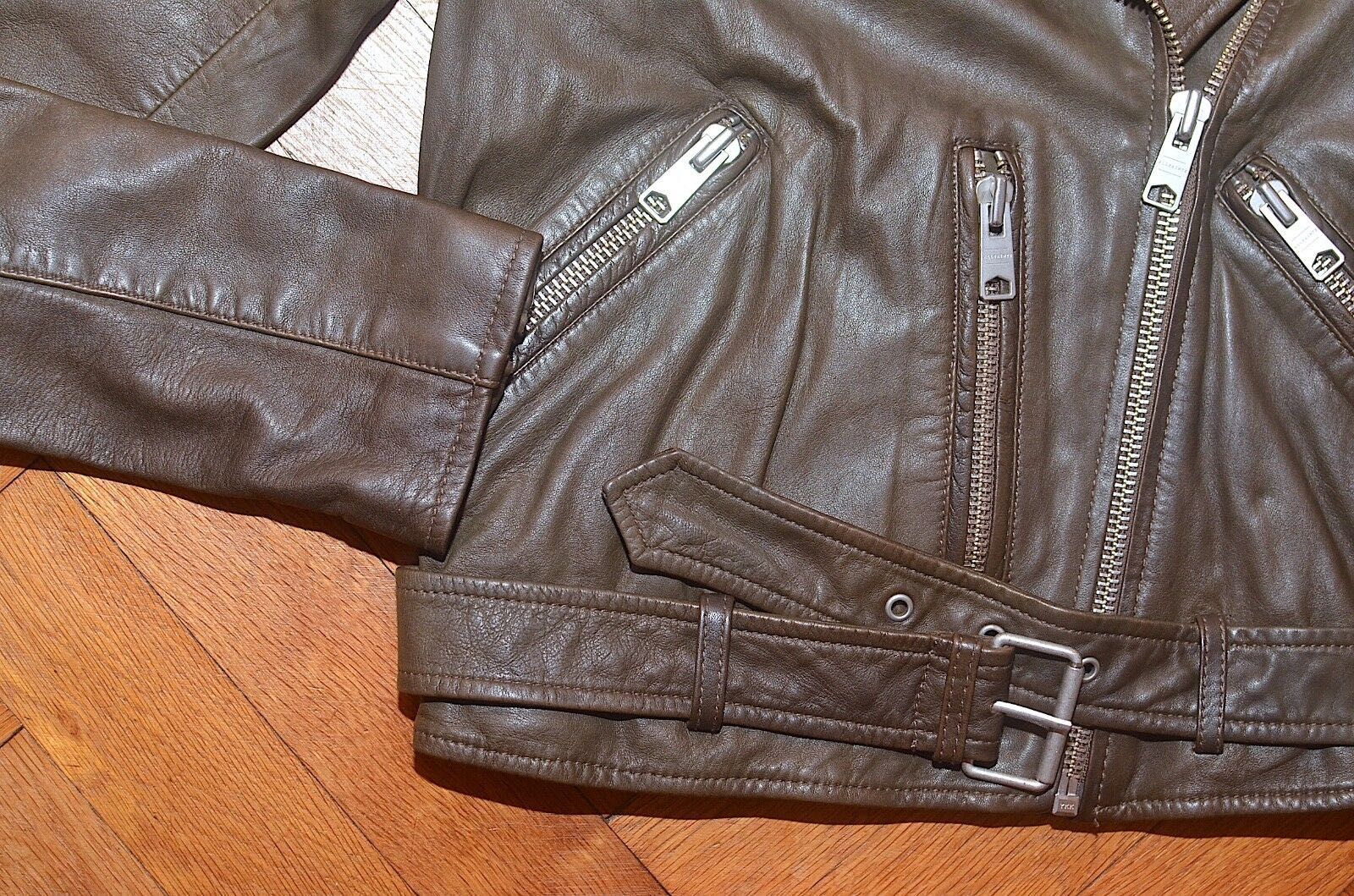 AllSaints Balfern Дамско Кожено яке Естествена Овча Кожа Кафяво Small