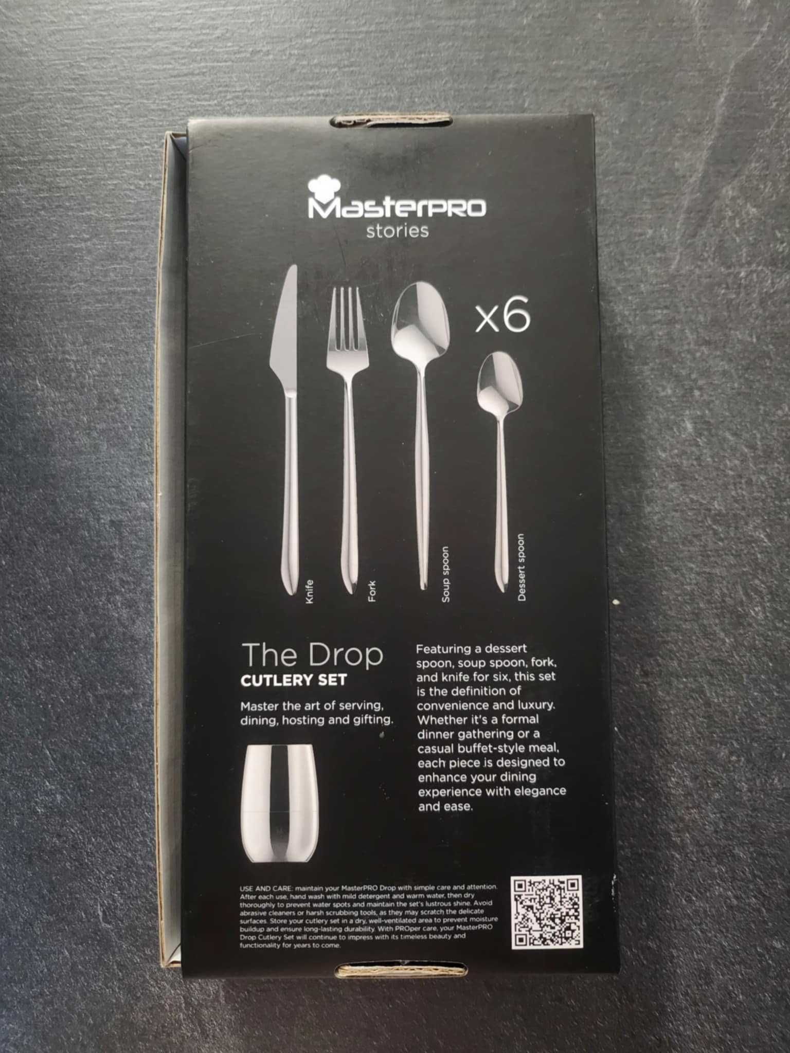 Прибори за хранене Masterpro The Drop 24 части със стойка яйце