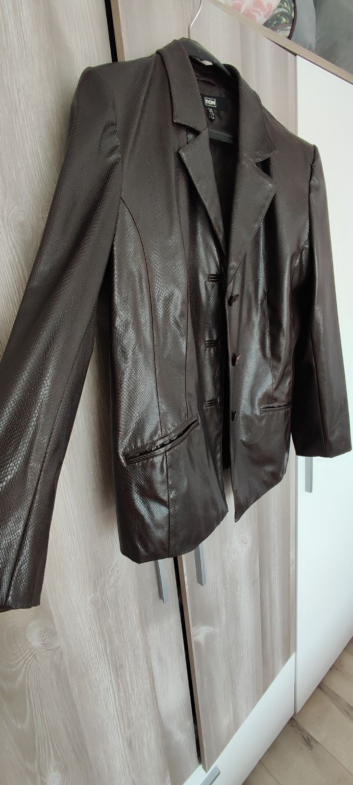 Кафяво кожено яке, сако пролет/есен L /42 Brown leather jacket blazer