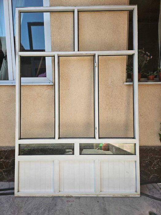 Алюмин Витраж АКФА (2 қават ойналари бор). 282х183 см. Арзон!