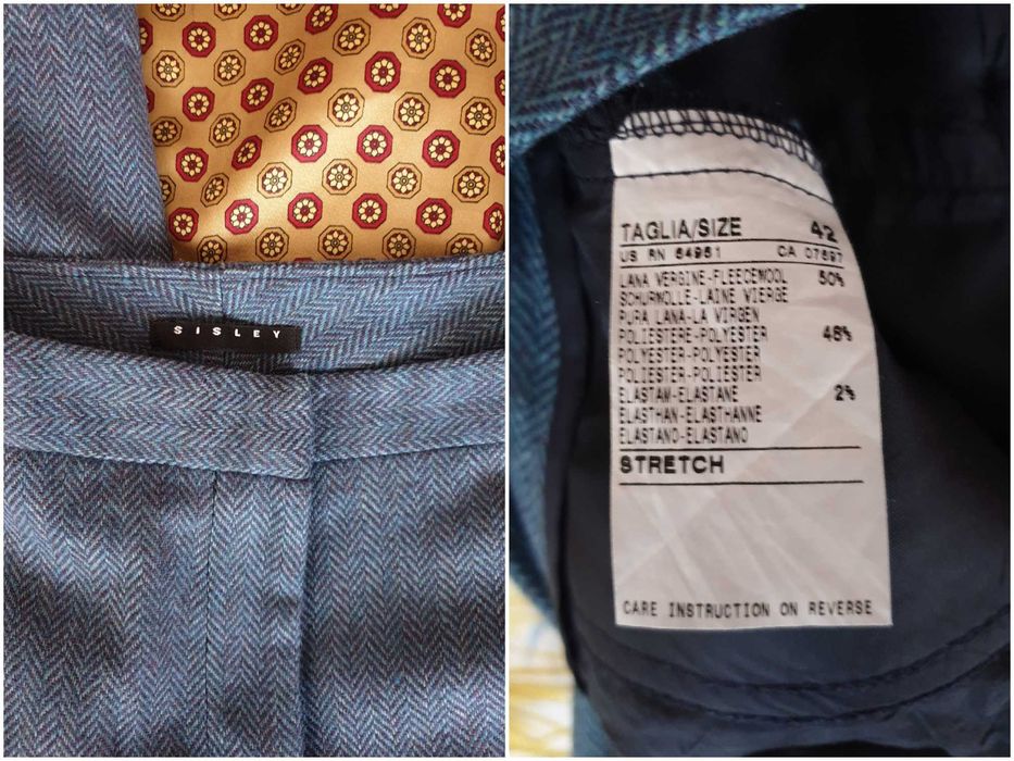 Pantaloni mix lana Sisley camasa bumbac vesta