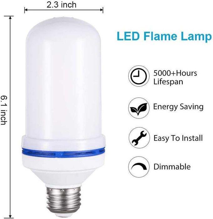 Bec LED decorativ E27 9W cu imitatie de flacara efect realist 250lm