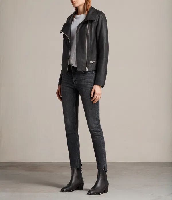 AllSaints Bales Дамско Кожено яке Естествена Агнешка Кожа Черно Medium