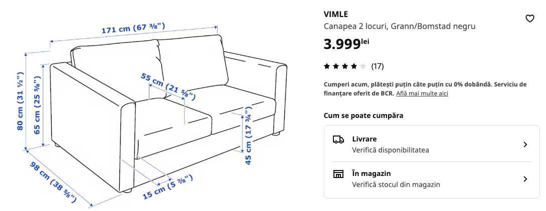 Canapea din piele ecologică - Ikea