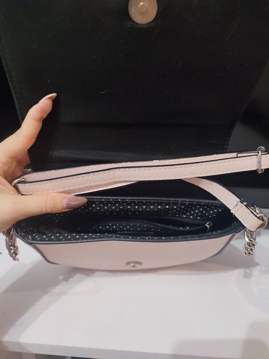 Дамска чанта с дълга дръжка - светло розова