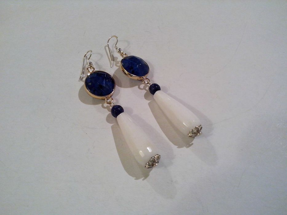 cercei argint,jad si lapis lazuli,lungi,eleganti