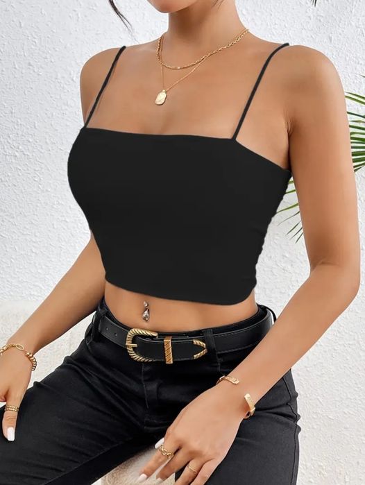 топ женский на лямках в рубчик/лапша