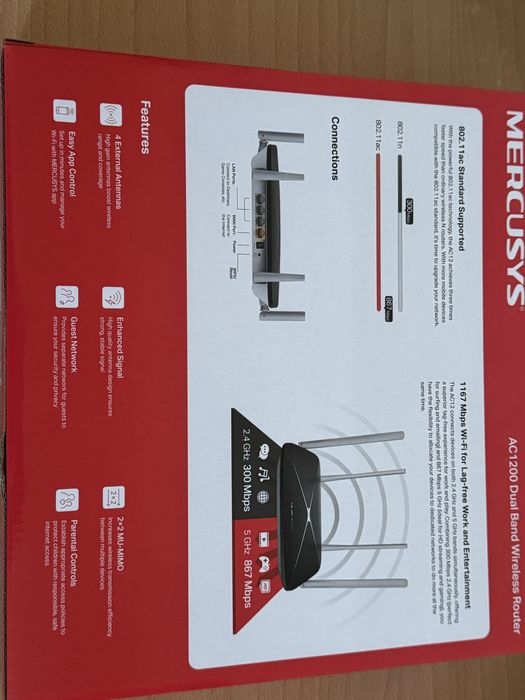 Router Wi-Fi Mercusys AC1200 Dual Band, ușor negociabil.