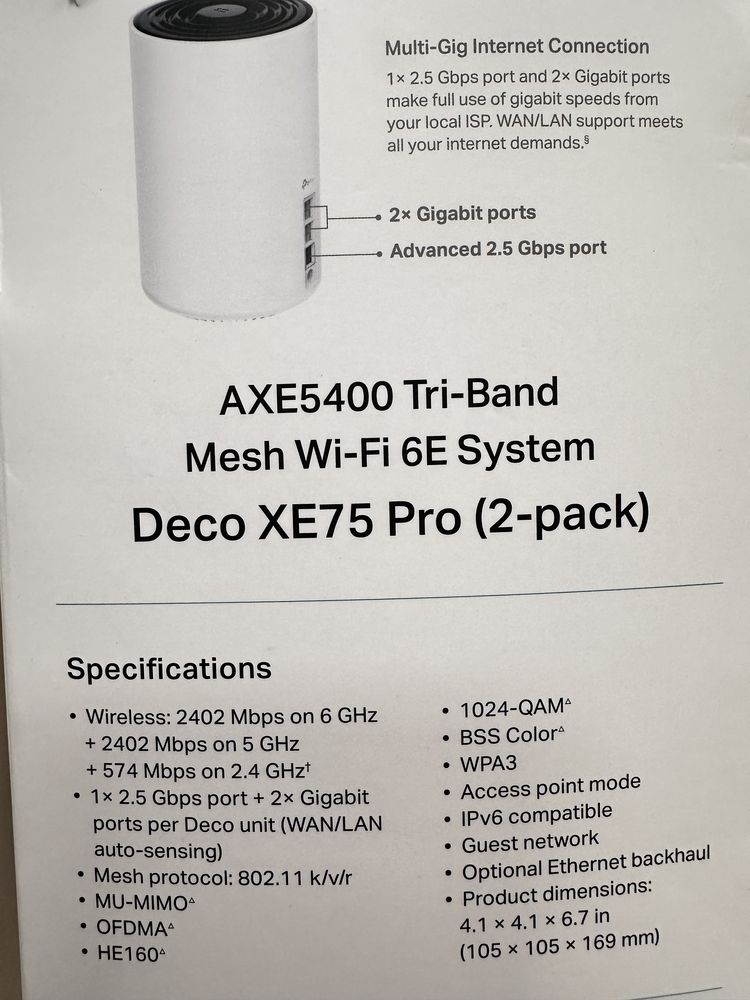 Sistem WiFi Mesh (Router) TP-Link, Deco XE75 PRO (2-pack)