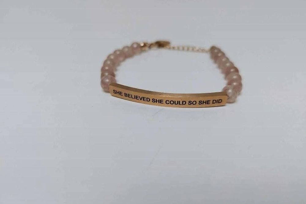 Bratara "Inspire Me Bracelets", placata cu aur roz de 14k si cuart roz