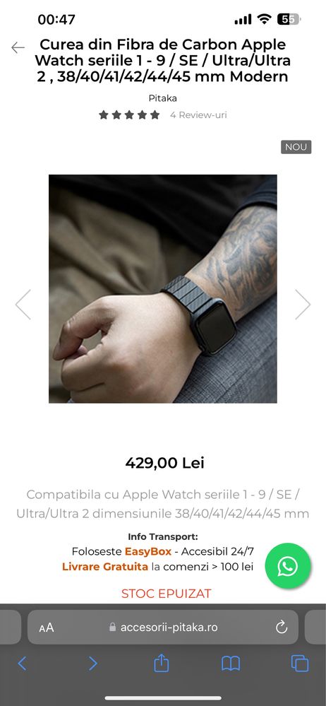 Carcasa protectie Pitaka pt Apple watch 7, 8, 9
