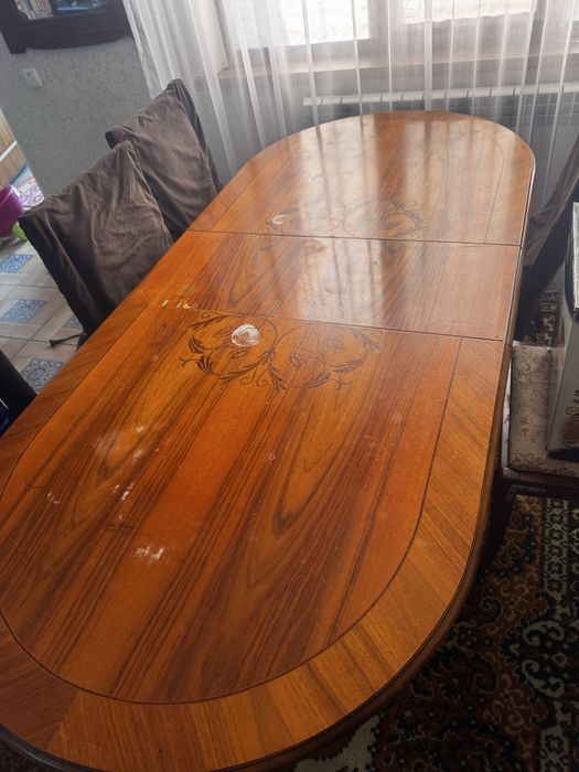 Советский обеденный стол (раскладной) +5 стульев