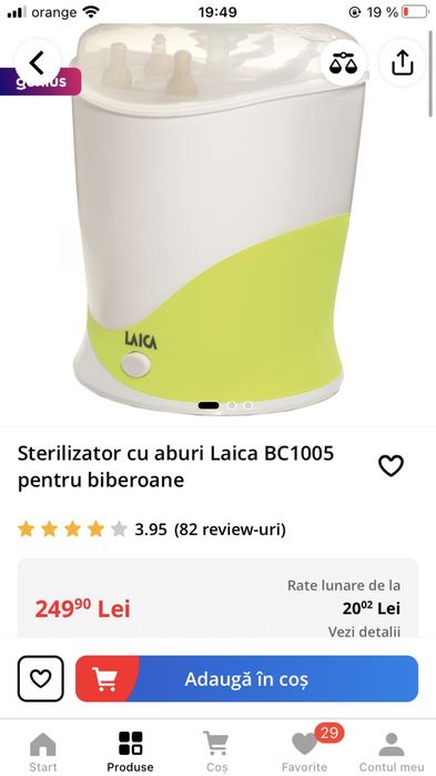 Sterilizator biberoane