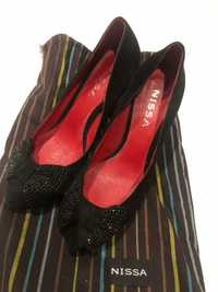 Pantofi Nissa catifea neagră, mărimea 37
