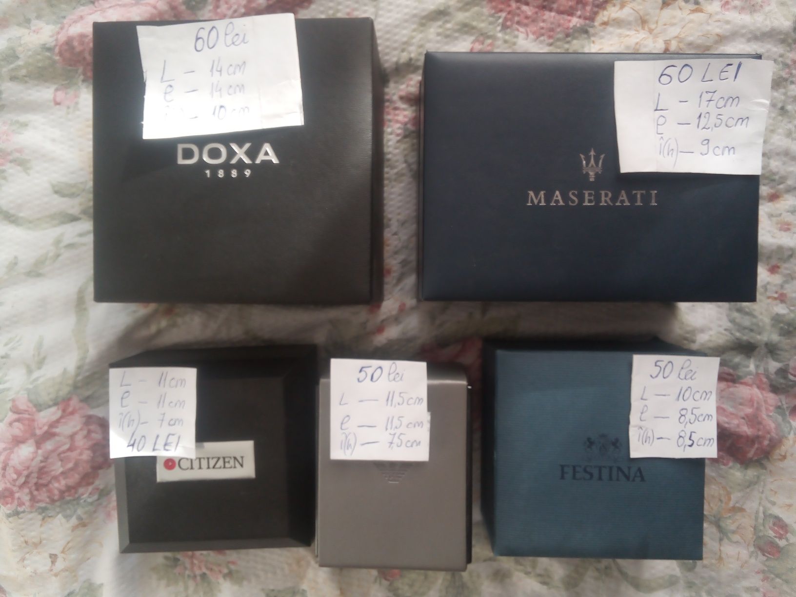 Cutii ceasuri Maserati, Doxa, Emporio Armani, Festina