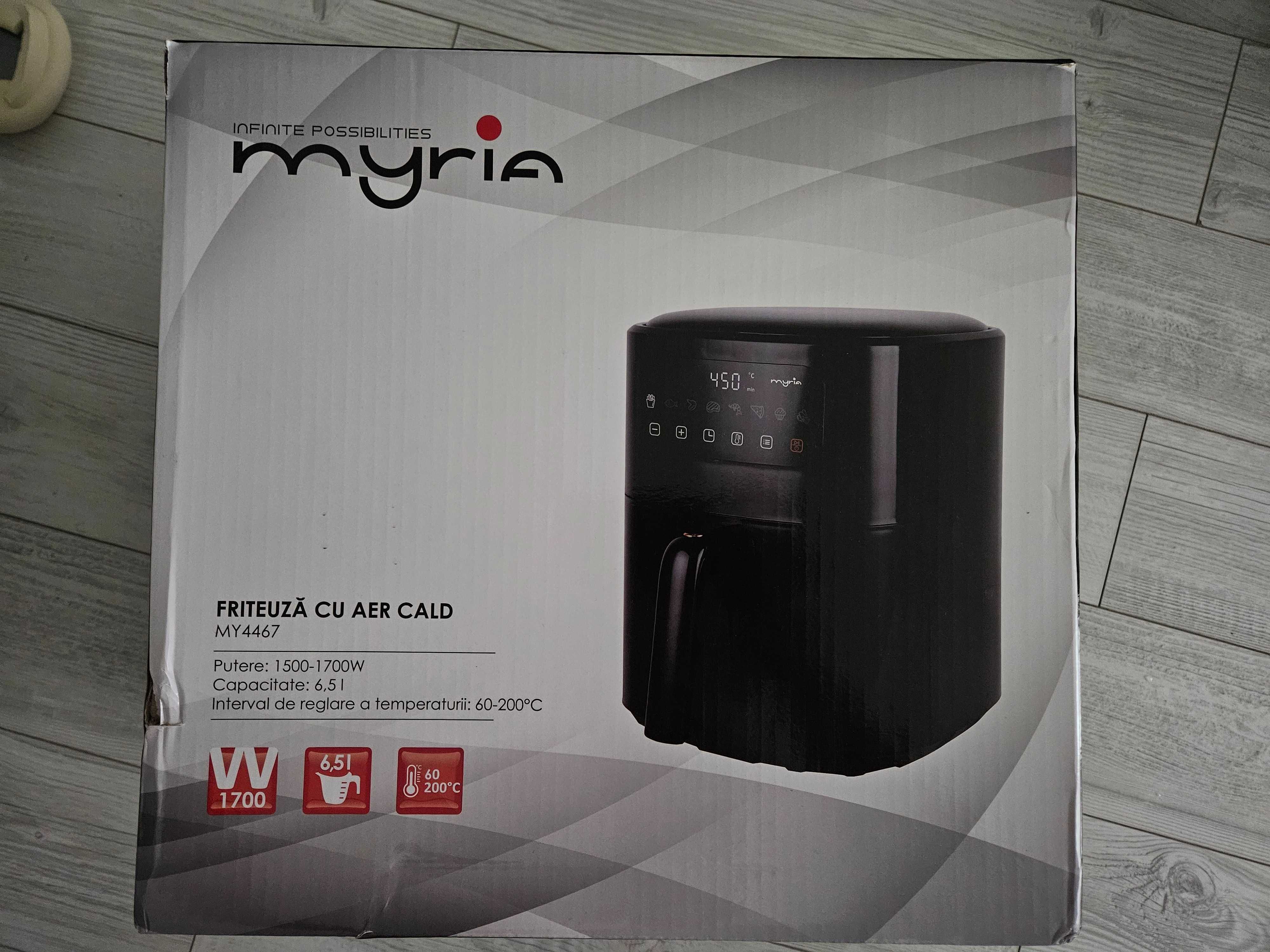 Friteuza cu aer cald MYRIA MY4467, 6,5l, 1700W, negru