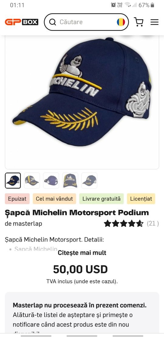 Șapcă nouă Michelin Motorsport Podium, One Size unisex