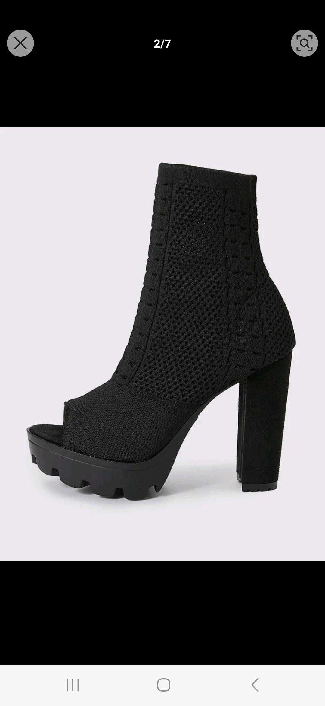 Ghete peep toe cu toc gros