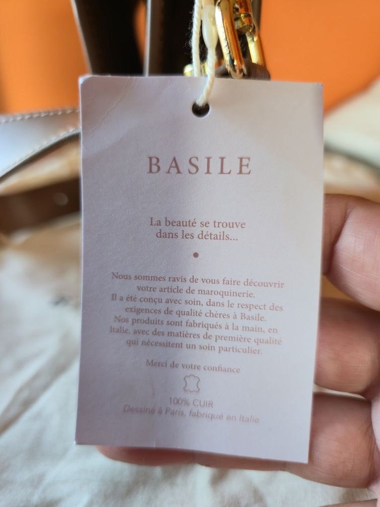 Оригинална Нова чанта Basile Apolon Camel, естествена кожа
