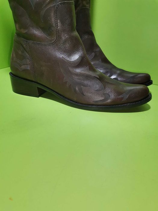 Cizme ciocate din piele originale western. Cizme pentru scenă.