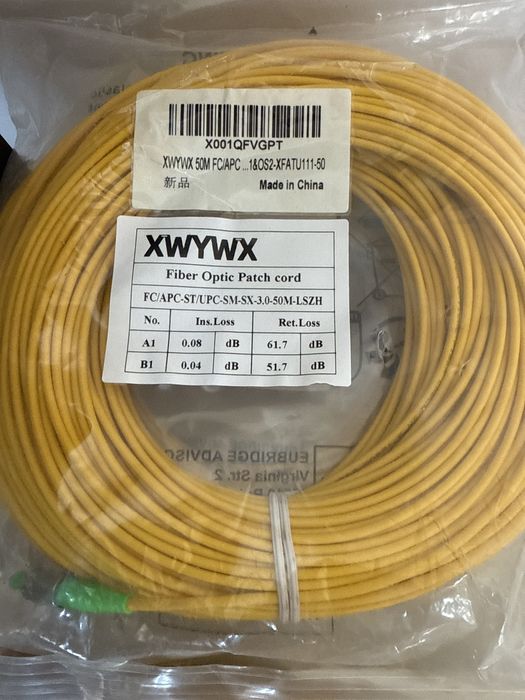 Cablu fibra optica patch 50m mono XWYWX SC LC ST FC - SM-DX-3.0-LSZH