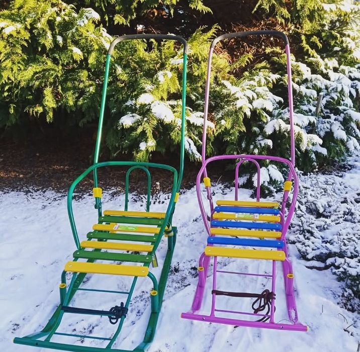 Санки на колесах с матрасом